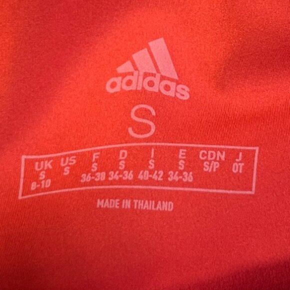 Adidas High Waisted Logo Leggings Womens Small Red Activewear Workout - Picture 5 of 8